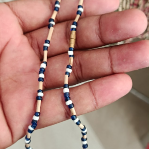 সাদা নীল পুতির তুলসী মালা